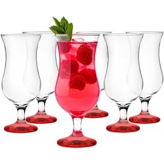 Glasmark Krosno Gläser Cocktailgläser Set Longdrink Cocktail Gin Bier Wasser Longdrinkgläser Cocktailgläser Trinkglas Wasserglas Glas Smoothie Dessert Spülmaschinenfest Rot 6 x 420ml