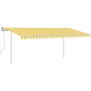 vidaXL Markise Manuell Einziehbar mit Pfosten 5x3 m Gelb & Weiß - Gelb