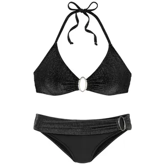 JETTE JETTE, Triangel-Bikini mit edlen Zierringen, schwarz,