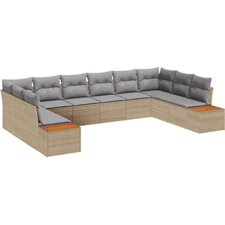 vidaXL Gartensofa-set mit Kissen 10 pcs Beige Poly Rattan - Beige