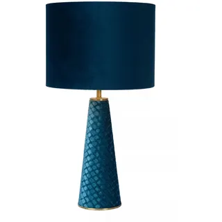 Licht-Erlebnisse Senu Tischleuchte Stoff Türkis Schlafzimmer 47 Cm E27 Blendarm