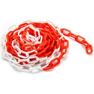 Wiltec Absperrkette 5 m lang mit Ø 6 mm, robuste Kunststoffkette rot-weiß, Sicherheitskette ideal für Innen- und Außenbereich, Kette aus Polypropylen