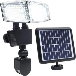 LED Solar Strahler, 2 Köpfe, 1200 Lumen, Bewegungsmelder, 3 Modi, H23cm - Bunt