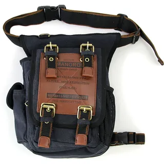 Manoro Herren Tasche Gürteltasche Canvas schwarz 24x9x28 OTK211S - Schwarz