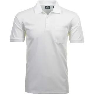 RAGMAN Herren Poloshirt - Oberteil, Softknit-Polo, Baumwollmischung, Brusttasche, Knopfleiste, kurz, einfarbig Weiß 6XL - Weiß