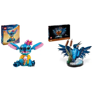 LEGO ǀ Disney Stitch, BAU- und Spielset für Kinder, Figur mit Eiswaffel, Spielzeug & Icons Eisvogel Modellbausatz für Erwachsene, Vogel-Modell fürs Wohnzimmer oder Büro