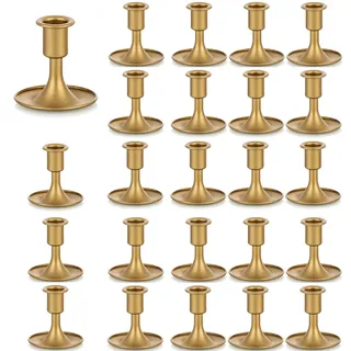 Kerzenhalter Kegelkerzenhalter, Romadedi Gold Kerzenständer Kerzenhalter für Tischdekoration, Hochzeitsempfang, Festliche Weihnachts-Kamindekoration oder Heimdekoration, 24 Stück
