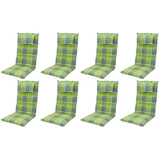 Doppler 8x 5911 Hochlehner Gartenstuhl Auflagen 8cm Kopfkissen grün