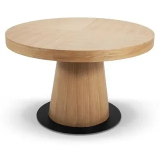 Masseno Ausziehbar Esstisch METALO 120 - 220 cm x 120 cm Rund Tisch für Wohnzimmer, Küche, Eichefarben - Braun