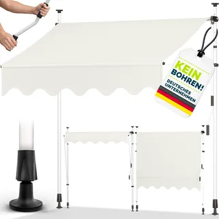 tillvex Balkonmarkise 300 cm Beige Gelenkarm Markise Klemmmarkise Sonnenmarkise Balkon ohne Bohren - Beige