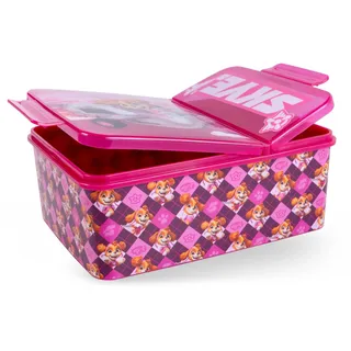 p:os PAW Patrol Brotdose Kinder mit Fächern - auslaufsichere Bento Box Mädchen pink - Lunchbox BPA-frei, Vesperdose - ideal für Kindergarten und Schule, leicht zu öffnen
