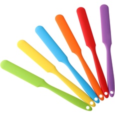 WLLHYF Color Silicone Spatula 6pcs 9.8 inch Extra Large Long Handle Non Stick Baking Icing Scraper Pastel Spreader Mixing Stir Sticks Cake Cream Pancake Fruit Resin Spread Scraper Set Mix 6 Colors