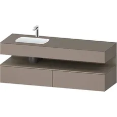 Duravit Qatego Einbauwaschtisch mit Konsolenwaschtischunterbau, 1600x550x600mm, Nische Eiche Terra, Becken links, QA4795035, Farbe: Basalt Matt