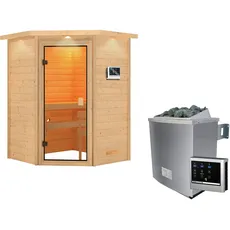 Bild Woodfeeling Sauna Antonia 9 kW Ofen mit ext. Strg., LED-Dachkranz