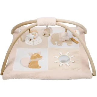 Nattou Krabbeldecke mit Spielbogen und verschiedenen Aktivitäten, Aus Polyester, Ca. 80 cm, Rechteckig, Flo, Oli & Ernest, Flo Beige