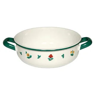 Bauernschüssel 14, COUNTRY, Durchmesser 14 cm, Höhe 6,4 cm, Inhalt 0,85 Liter, Emaille, weiß mit Streublumen, Induktion - Weiß