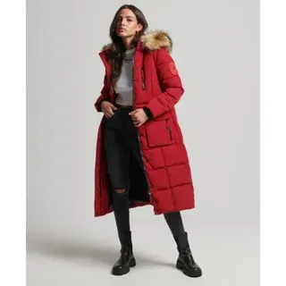 Superdry für Damen. W5010370A Langer Mantel aus Kunstpelz Everest rot (S), Lässig, Polyester, Nachhaltig