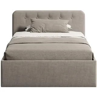 home collective Polsterbett 140x200 cm Doppelbett Bett mit verstellbarem Lattenrost & Bettkasten, Matratze Federkern H2, gepolstertes Kopfteil, Germany | Beige
