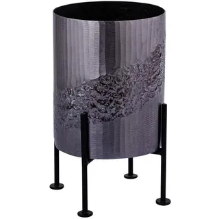 Ambia Home Pflanztopf , Graphitfarben, Schwarz , Metall , Uni , rund , 28 cm , Handmade in India , Dekoration, Blumen & Blumentöpfe, Übertöpfe