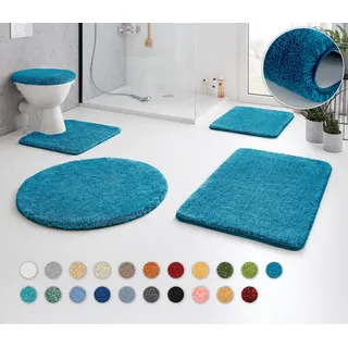 KLEINE WOLKE Badematte »RELAX« Höhe 30 mm rutschhemmend beschichtet fußbodenheizungsgeeignet Badteppich, Uni Farben, rechteckig, rund & als Set erhältlich, blau