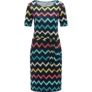 Sommerkleid RAGWEAR "Sommerkleid Taggiana Print YOUMODO", Damen, Gr. XL, N-Gr, blau (navy), Obermaterial: 95% Viskose CV. 5% Elasthan EL., Kleider Sommerkleid