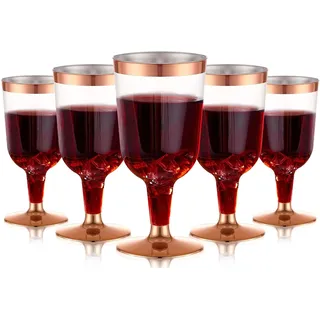 LATERN 30 Stück Weingläser aus Kunststoff, 170ml Roségold Weinverkostungsgläser Wiederverwendbare Party Weinbecher mit Stiel für Getränke Whisky Champagner Bier Cocktail Martini (13,4 x 6,5cm)