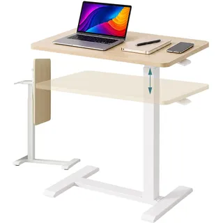 Relaxdays Stehpult, 66–100 cm höhenverstellbar, weiß/natur