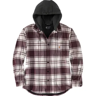Carhartt Flannel-Fleece, Kapuzen-Hemd/Jacke - Beige/Dunkelrot (W03) - L