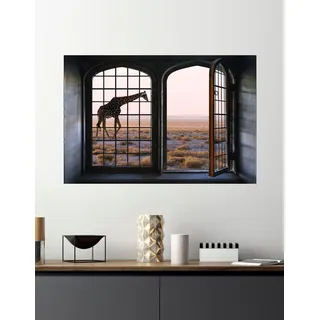 Queence "Giraffe", Wandsticker, Wandbild, selbstklebend, 3D, Fenster,