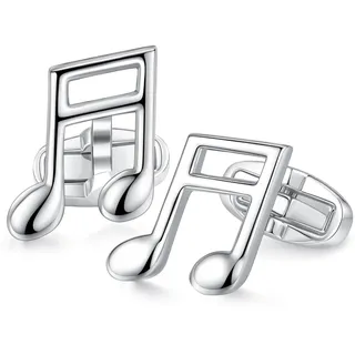 HONEY BEAR Herren Hochzeit Music Note Quaver Manschettenknöpfe Cufflinks Edelstahl Manschettenknopf,Silber,MEHRWEG