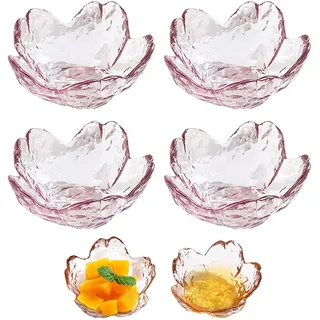 Cisolen 6 Stück Rosa Kirschblüten Dessertschalen Saucenschalen Glas Dipschalen Mini-Kristallschalen für Eiscreme Dessert Nachtisch Snack Vorspeisen Reis