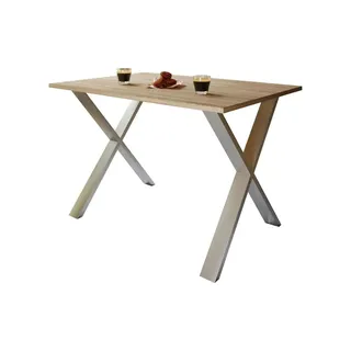 VCM my home Esstisch Xona sonoma-eiche rechteckig, U-Fuß silber, 140,0 x 80,0 x 76,0 cm