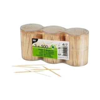 Papstar Zahnstocher Holz rund 6,7 cm im Spender