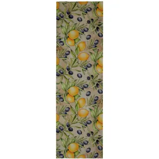 Esposa Küchenläufer , Gelb, Salbeigrün, Graublau , Textil , Zitronen , rechteckig , 45x150 cm , Europäischer Sicherheitsstandard, Oeko-Tex® Standard 100, DIN EN ISO 9001, DIN EN ISO 14001, Reach , für Fußbodenheizung geeignet, schmutzabweisend, waschbar, pflegeleicht, strapazierfähig, leicht zusammenrollbar, rutschfeste Unterfläche , Teppiche und Böden, Teppiche, Teppichläufer, Küchenteppiche