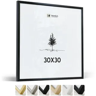 Heimlich® 1x Bilderrahmen 30x30 cm Schwarz Metall Rahmen 1-Pack | Dokumentenrahmen 30x30 cm Groß Collage | Metallrahmen Alu-Bilderrahmen Poster Aluminium | Quadratischer Bilderrahmen 30x30