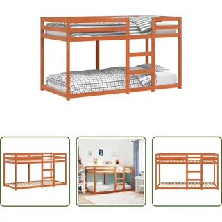 The Living Store Etagenbett Wachsbraun 90x190 cm Massivholz Kiefer - Braun