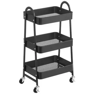 Boxxx Allzweckwagen , Schwarz , Metall , 3 Fächer , 41.5x77.5x30.7 cm , Esszimmer, Servierwagen