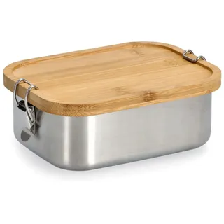 Zeller Present Lunch Box m. Clipverschluss, Edelstahl/Bambus, Lunchbox, Braun, Silber