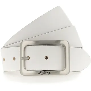 Ledergürtel MUSTANG "Rachel", Damen, Gr. 90, weiß, Rindsleder, unifarben, Basic, Gürtel Ledergürtel, mit eckiger, mattfarbener Schließe, aus Rindsleder, 3,5 cm breit