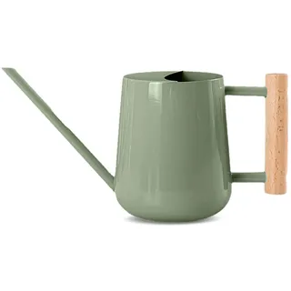Niboow 1L Gießkanne Zimmerpflanzen, (1000 ml) 35 Oz Metall Edelstahl Klein Giesskanne mit Langem Auslauf und komfortablem Holzgriff für Innen und Außenbereich Pflanze Bonsai Garten Blume - Grün
