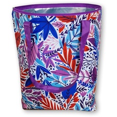 Werbeartikel: Wiederverwendbarer faltbarer Kühler, Einkaufstasche, Strandtasche, leicht und langlebig, mit innerem Aluminiumfutter für perfekte Kühlfunktion - 25 l, Motiv: leuchtende Blumen II