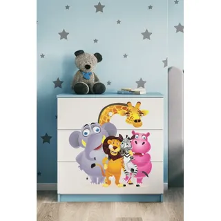 Kinderkommode mit Schubladen ZOO in der Farbe Blau Babydreams - Blau