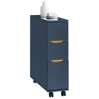 SoBuy Nischenregal mit 3 Schubladen Nischenwagen schmales Regal Blau BZR191-B