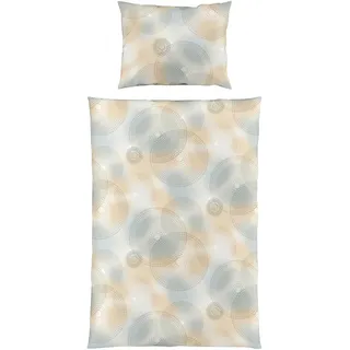 Fleuresse Bettwäsche , Weiß, Sandfarben, Pastellblau, Blaugrau , Textil , Kreise , 140x200 cm , pflegeleicht, bügelleicht , Heimtextilien, Bettwäsche & Leintücher, Bettwäsche, Makosatin-Bettwäsche