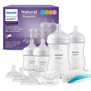Philips AVENT Babyflaschen Natural Response, Geschenkset für Neugeborene – Babys von 0–12 Monaten und älter (Modell SCD838/13)