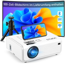 【Elektrische Keystone 6D/4P】 Beamer 18000 Lumen, 5G WiFi Bluetooth Beamer 4K Heimkino, VOPLLS 1080P Full HD Beamer Outdoor ±50° Zoom, Projektor Handy Kompatibel mit TV-Box/PS5/iOS/Android-Telefon