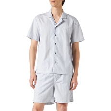 BOSS Herren Experience Short Set Gestreifter Regular-Fit Pyjama aus Baumwolle mit Logo Grau L