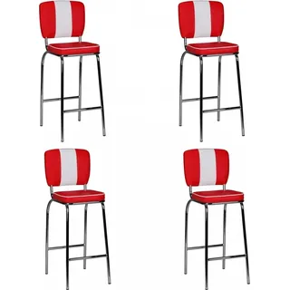 4er Set Barhocker American Diner Barstuhl 50er Jahre Retro Stuhl US 2 Stück USA - Rot