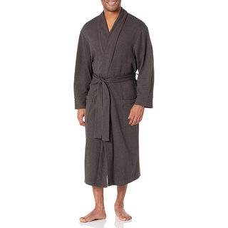 Amazon Essentials Herren Leichter Waffelpiqué-Bademantel (erhältlich in Big & Tall), Dunkelgrau Meliert, XL-XXL