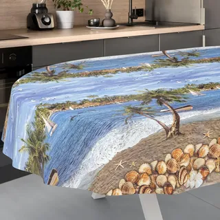 ANRO Wachstuch-Tischdecke abwaschbar Oval 180 x 140 cm Transparent